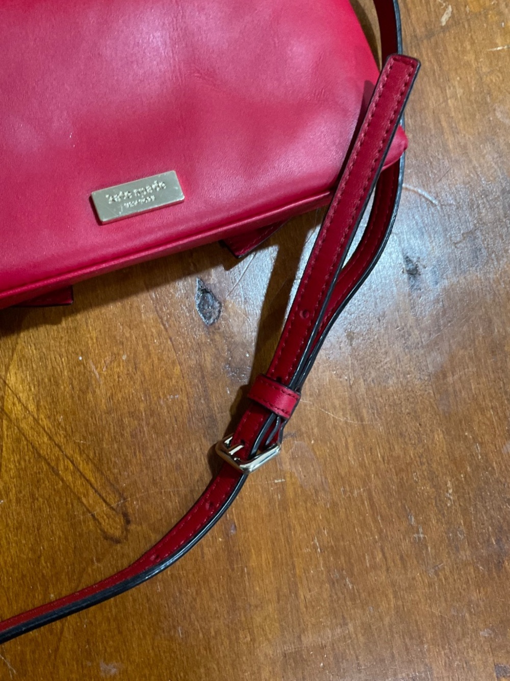 Kate Spade New York Red Smooth Leather Bow Crossbody Bag Flap Clutch - Picture 9 of 11